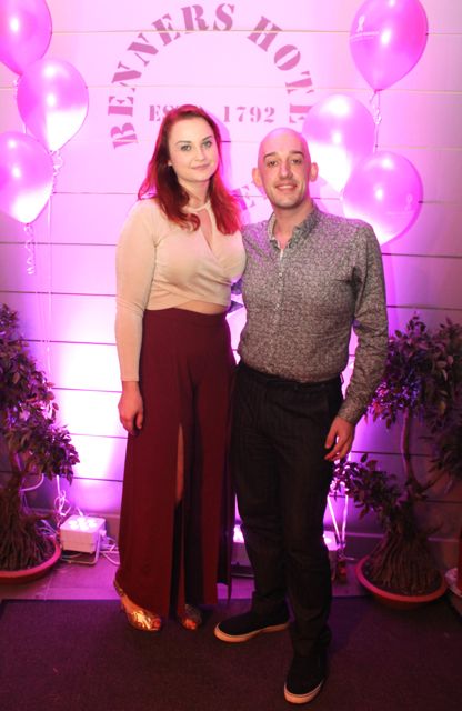 Anne Marie Dowling and Niall Fitzgerald at the 'Think Pink, Think Positive' event at Benners Hotel on Thursday night. Photo by Dermot Crean