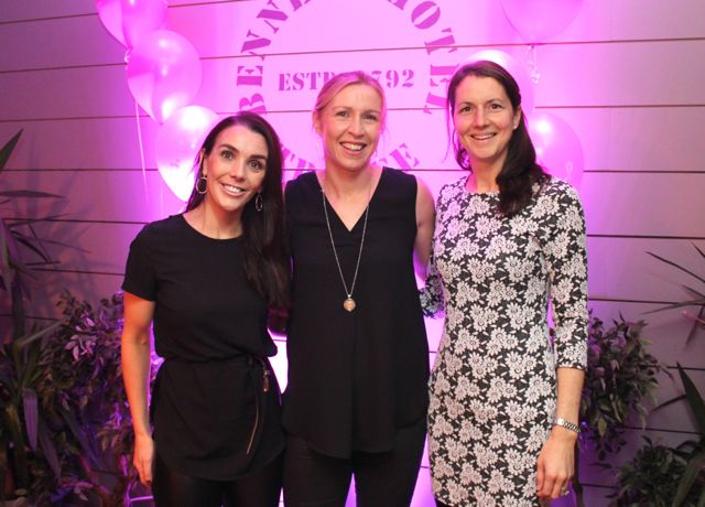 Caroline O'Sullivan, Edel O'Sullivan and Erica Wallace at the 'Think Pink, Think Positive' event at Benners Hotel on Thursday night. Photo by Dermot Crean