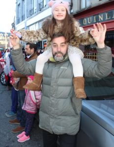 Bronagh and Daniel Moriarty at the CH Chemists Christmas Parade on Saturday. Photo by Dermot Crean