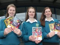 Transition Year students Katie Nagle, Amy O'Mahony and Jenny Fox who have made Christmas Cards to sell with some proceeds going to the Kerry Cork Health Link Bus. Photo by Dermot Crean