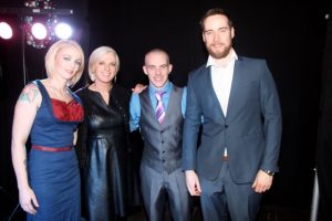 Petrina Comerford, Orlagh Winters, Ruairí Fry and Steven Healy at the fashion show in aid of St Vincent de Paul at the Ballyroe Heights Hotel on Thursday night. Photo by Dermot Crean