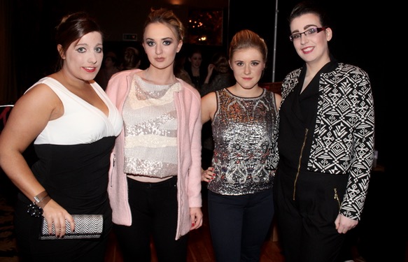 Saoirse O'Rourke, Jolene Buckley, Ewelina Olechowska and Ciara Curtin at the fashion show in aid of St Vincent de Paul at the Ballyroe Heights Hotel on Thursday night. Photo by Dermot Crean