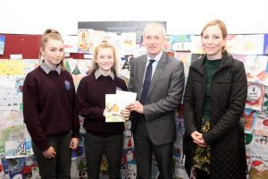 Melanie Smith of Coláiste Gleann Lí receiving her runner-up prize from Colm McEvoy of Kerry ETB. Also included is student Snjezana Herbsts and Assistant Principal of Coláiste Gleann Lí, Maryanne Lowney. Photo by Dermot Crean