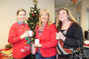 Linda McCarthy and Geraldine Delaney, Kerry Volunteer Centre and Ruth Bailey, Tralee CDP at the Tralee LES coffee morning on Friday. Photo by Dermot Crean