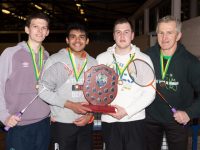 The finals of the Division 3 Men's League in Badminton took place in Presentation Hall Tralee Wednesday 11 January 2017.
The Kingdom Division 3 Team (Castleisland ) were the winners, The photograph of the team is as follows,
L/R: Brendan McGovern, Jebin John, David Graham, Tom Clear.