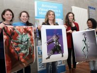 Rosie Dempsey (centre) lecturer in Animation, Visual Effects & Motion Design with students Martha Spangler, Claire Curtin, Corina Vandeventer and Debbie Tan at the IT Tralee Open Day on Friday. Photo by Dermot Crean