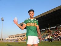 Stefan Okunbor with his man of the match award in the Munster U20 final back in 2018. Photo by Dermot Crean