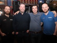 Comedian Chris Kent (second from right) with John Harmon, Finbarr Canty and Barry Duggan at the Blasket Comedy Club on Friday night. Photo by Dermot Crean