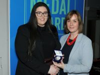 Aisling Delaney (left) receives her National Culinary Skills Awards.