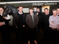 MC Murt Murphy with panel Pat Healy, Bryan Cooper, Philip Enright, Berkie Browne, Tom Quane and Conor O'Neill at the Cheltenham Preview night in Skelper Quane's on Thursday night. Photo by Dermot Crean