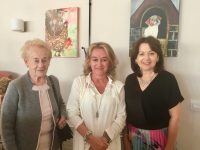 Renowned local artist, Rebecca Carroll with TAG members, Mary Cotter and Judy Costelloe at the Joint Exhibition.