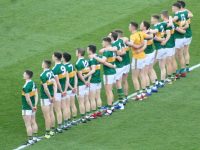 Kerry line up for the national anthem. Photo by Dermot Crean