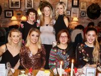 At back; Maria McGrath, Leona Enright and Lauren Garczynsky. In front; Siobhan Devane, Gillian Mannix, Cristina Dedios and Rosie McGrath at the Benin Casa Montessori School Christmas Party/Engagement Party/Baby Shower in The Ashe Hotel on Friday night. Photo by Dermot Crean