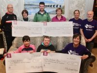 At the presentation of cheques, the proceeds from the 31 Day Challenge for Positive Mental Health in The Rose Hotel on Friday were, in front; Helen Kelly of Chloe's Journey, Hugh and Enda and Jill O'Brien of Down Syndrome Kerry. At back; Paddy Kelly of Chloe's Journey, Sandra Coffey of Action For Amber, organiser Colin 'Poshey' Aherne, Jackie Nagle of Action For Amber and Enda O'Brien of Down Syndrome Kerry. Photo by Dermot Crean