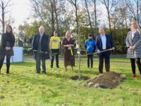 At the planting of the 'Tree Of Hope' at CBS The Green on Friday morning were, from left; teacher Caroline Crowley, Fr Tadhg Fitzgerald, student Jordan Kissane, Principal Anne O'Callaghan, Munna Lukes and Con O'Connor of Pieta House. Photo by Dermot Crean