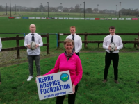 Maura Sullivan of Kerry Hospice with members of Tralee Rugby Club launching their Movember campaign.