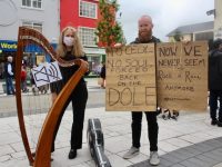 Reidun Schlesinger and Ross Brassil at the protest in The Square on Wednesday. Photo by Dermot Crean