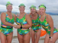The Funky Femmes who swam in aid of Baile Mhuire at the finish of the Across The Bay Challenge swim at Fenit on Saturday morning. From left Caroline Corkery, Elaine Burrows Dillane, Aisling Brosnan and Sandra Martin. Photo by Dermot Crean