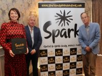 Bríd O'Connor, joined by Ogie Moran and Dick Spring at the launch of Bríd's book, 'Spark' at The Rose Hotel on Friday evening. Photo by Dermot Crean