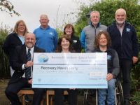 At the presentation of a cheque to Recovery Haven on Thursday were, front from left; Castlegregory GC Captain Colin O'Sullivan with Sharon Villa and Steve Burke of Recovery Haven. At back; Kathleen Collins of Recovery Haven; Secretary of Castlegregory GC Tommy King, Lady Captain Marie McCarthy and Colm McLoughlin of Castlegregory GC and Michael Moynihan of Recovery Haven. Photo by Dermot Crean