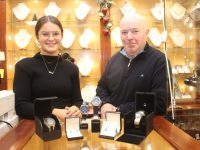 Sarah Fitzgerald with her dad John Fitzgerald at the shop in The Square with a range of watches, pendants and earrings to suit Stacks and Rahillys fans.