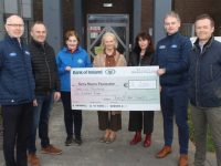 At the presentation of a cheque for €25,200 to Kerry Hospice Foundation were, from left; Tim Teahan and Stephen Benner of Kerry Motor Works, Mary Shanahan of Kerry Hospice, Claire Benner, Dr Patricia Sheahan, Head of Palliative Care at University Hospital Kerry; Simon Benner and Nicky Benner of Kerry Motor Works. Photo by Dermot Crean