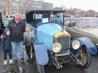 Maurice, Aaron and Dominic Flynn with the 1922 Peugeot 163 at the fundraising motor show in the Brandon Car Park on Sunday. Photo by Dermot Crean