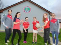 Launching the 'Give It A Go' day at St Pat's this Sunday were, from left; Health and Wellbeing Officer Fiona Costello, players Eve O'Sullivan, Sarah Greaney, Katelyn Laide and Kayla O'Connor and Coach Norma Flynn. Photo by Dermot Crean