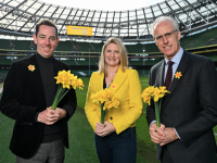 REP OF IRELAND legend Mick McCarthy is unveiled as the Irish Cancer Society’s Official Ambassador for Daffodil Day 2022. The ex-Manager and Captain of Ireland is pictured at North Stand of the Aviva Stadium, with a backdrop of 44,000 seats, (out of a total capacity of 50,000) to highlight the number of people diagnosed with cancer every year in Ireland. Mick will talk about his experience of cancer on Friday’s Late Late Show with Ryan Tubridy. This Daffodil Day (Friday March 25th) marks the first in three years where people can once again take to the streets to raise funds and give hope to cancer patients and their loved ones.