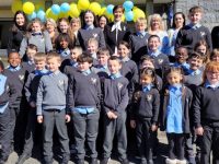 St John's Parochial School pupils and staff with Minister Norma Foley on Thursday.