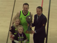 Fergal O'Sullivan with family and the trophy after the win on Saturday night.