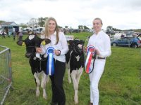 Orla O'Connor and Lauren Fitzmaurice with prizewinning cattle at the Kingdom County Fair. Photo by Dermot Crean