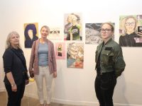Art teacher Mary Kirby, Joanne Roche (teacher) and student Syanne Dowd with her work at the opening of the exhibition of work by Creative Arts learners at Kerry College at Siamsa Tíre on Thursday night. Photo by Dermot Crean