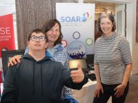 Mildred and Daniel Casey with Jane Brennan from SOAR at MTU at the Progressive Pathways Fair at The Rose Hotel on Wednesday. Photo by Dermot Crean