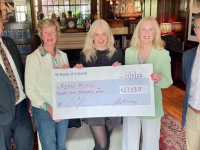 Maura Sullivan of the Kerry Hospice Foundation (second left) accepts the cheque for €27,000, the proceeds from the Love Kerry Lunch and Fashion Show, from Thys Vogels, Ballygarry Estate; Orlagh Winters MC, Claire Murphy, organiser and Padraig McGillicuddy of Ballygarry Estate.
