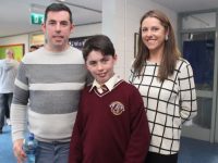 Pupil Davey Jay Flaherty with David and Claire Flaherty at the Holy Family NS Graduation night on Tuesday. Photo by Dermot Crean