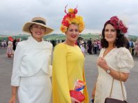 Diane Jeffers, Nollaig McCarthy and Laura Horgan at Listowel Races Ladies Day on Sunday. Photo by Dermot Crean