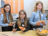 St John's Parochial School pupils making mini-pizzas at the Presentation Secondary School's 'Activity Day' for fifth class pupils from schools in the Tralee area on Wednesday. Photo by Dermot Crean