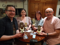 Winners of the Faha Court quiz, Craig Elliot and Aisling Prendergast, with Carmel and Noel Kennedy. 