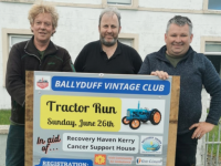 Sonny Murphy, Ray Flavin & Kenneth Allen of Ballyduff Vintage Club are calling on tractor enthusiasts from around the county to join them this Sunday for their charity tractor run.