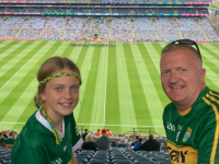 Enjoying Croke Parade is Kerins O’ Rahilly’s Sophie Constable with her Dad Gearóid
