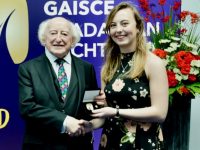 Natasha Myers received the Gaisce Gold Award from President Higgins on Tuesday.