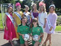 Launching the Rose Cup in the Town Park earlier this month were, in front; Keelin Clifford and Isabelle Cushen. Back from left; Galway Rose, Claire Ann Irwin; Kilkenny Rose Molly Coogan; Kerry Rose Édaein O'Connell; Cork Rose Jenny Byrne; Waterford Rose Helen Geary and Wexford Rose Joy Quigley. Photo by Dermot Crean