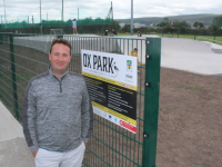 Mayor of Tralee, Mikey Sheehy, at the Tralee Skatepark, Ox Park, on Friday. Photo by Dermot Crean