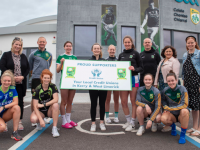 Looking forward to Sunday's All-Ireland final were, tront row, from left: Niamh Ní Chonchúir, Louise Ní Mhuircheartaigh, Kerri-Ann Hanrahan, Aoife Dillane. Back row, from left; Karena Mc Carthy (Credit Union), Darragh Long (Manager), Eilish Lynch, Selina Looney (Chairperson Kerry LGFA), Caoimhe Evans, Mary O’ Connell, Declan Quill (Manager), Siobhan Donnelly (Credit Union), Ashley FitzGerald (Credit Union).