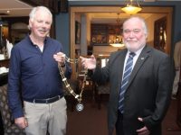 John McGillycuddy hands over the chain to incoming President of Tralee Toastmasters, James Finnegan at The Imperial Hotel. Photo by Dermot Crean