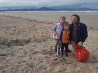 Participants in the Banna Coastcare beach clean-up on Sunday.
