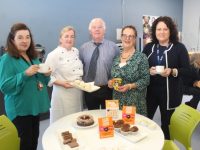 Kerry College staff members Siobhan Griffin, Kay Lanigan Ryan, Joe Kelly, Helen Kelliher and Nollaig Ryan supporting the Hospice Coffee Morning at the Kerry College Clash Campus on Thursday. Photo by Dermot Crean