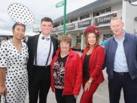 Jacy Ybanez, Brian O'Connor, Joan O'Connor, Mary Woulfe and Philip Woulfe at the opening day of Listowel Races on Sunday. Photo by Dermot Crean