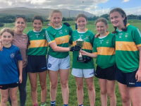 Representing Kerins O’ Rahilly in the U13 Tralee District team are Lily, Aimee, Córa, Caragh and Aoife with their coach Tricia and her daughter Lexi